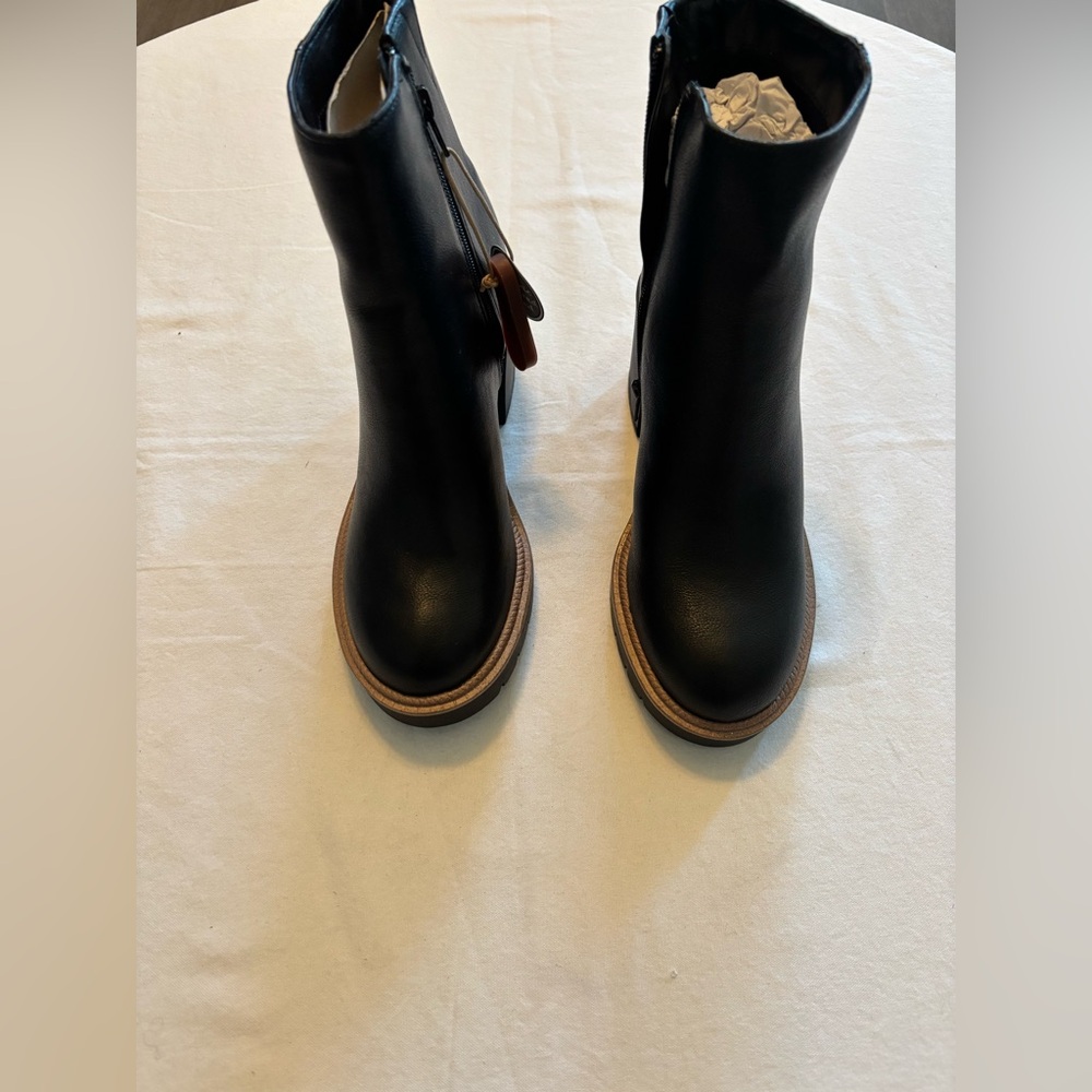 MIA Black Ankle Boots with Tan Sole